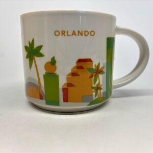 Starbucks Coffee Mug Orlando YOU ARE HERE Collection Orange & Green 2016 14 oz